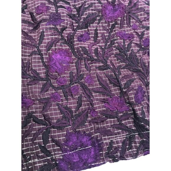 La Fuori Anthropologie Purple Floral Embroidered High Waist Shorts M - Picture 3 of 7
